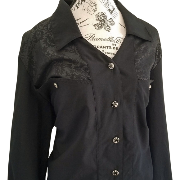 90s black monochrome western shirt - Picture 4 of 6